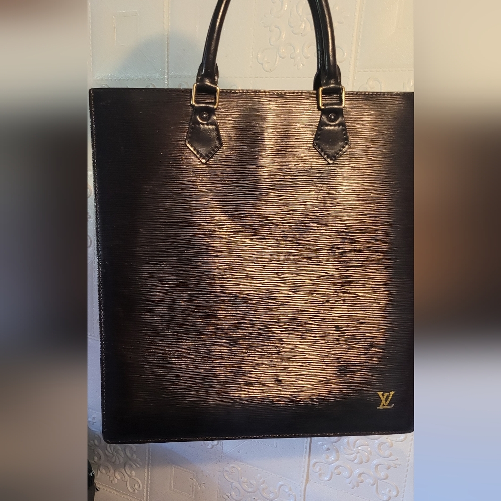 Louis Vuitton Epi Leather Black Sac Plat GM Vintage Tote Shopper bag AUTHENTIC